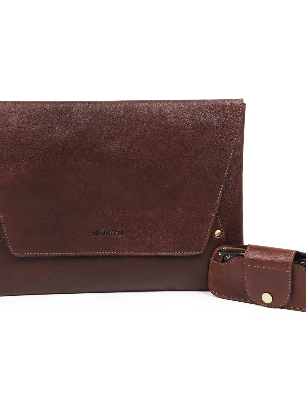 Vintage-Style Brown Leather Envelope Clutch